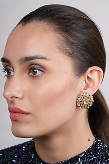 Gold Plated Polki Stud Earrings