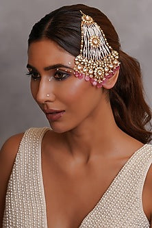 Gold Plated Kundan Polki & Pink Beaded Pasa