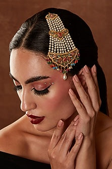 Gold Finish Navratna Stone & Pearl Pasa