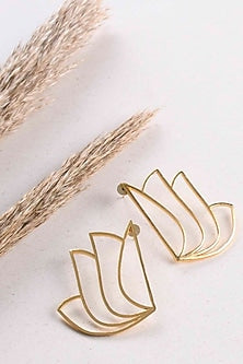 Gold Plated Lotus Dangler Earrings