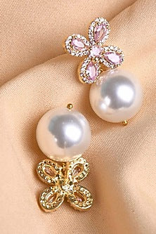 Gold Plated Zircon Dangler Earrings