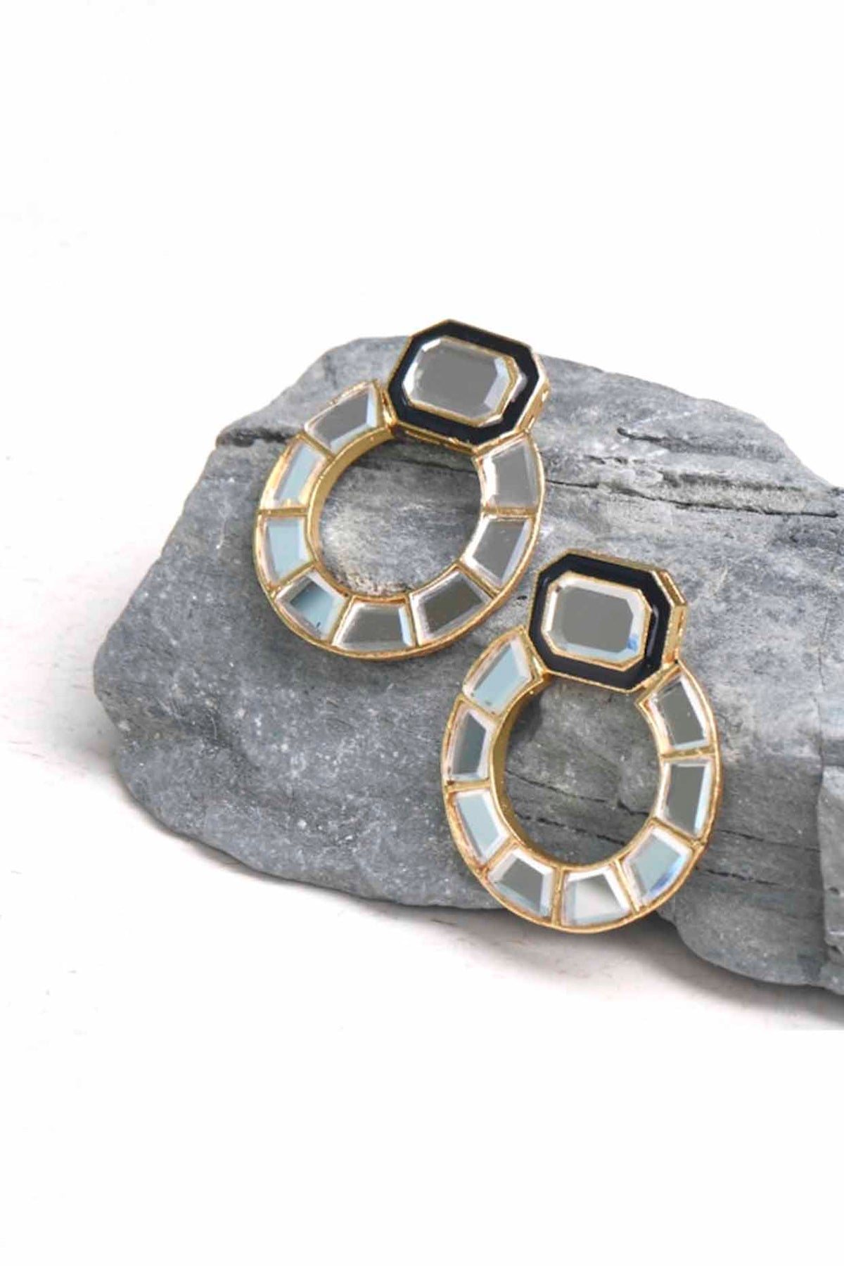 Gold Plated Mirror Stud Earrings