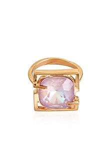Gold Finish Ring With Swarovski