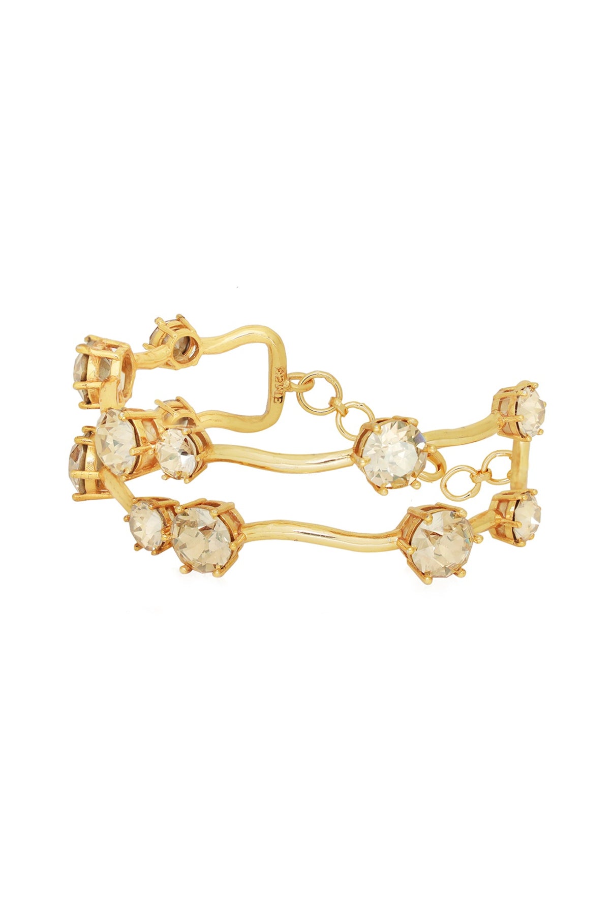 White Rhodium Finish Swarovski Statement Bracelet