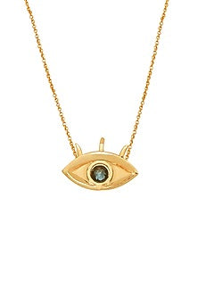 Gold Finish Swarovski Cat Eye Pendant Necklace