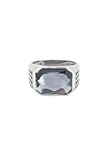 White Finish Swarovski & Jade Ring