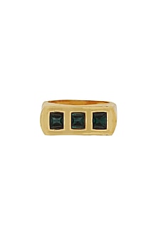 Gold Finish Swarovski & Malachite Ring