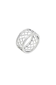 White Finish Swarovski & Opal Stone Ring