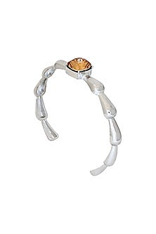 White Finish Gold Cushion Cut Swarovski Stone Bracelet