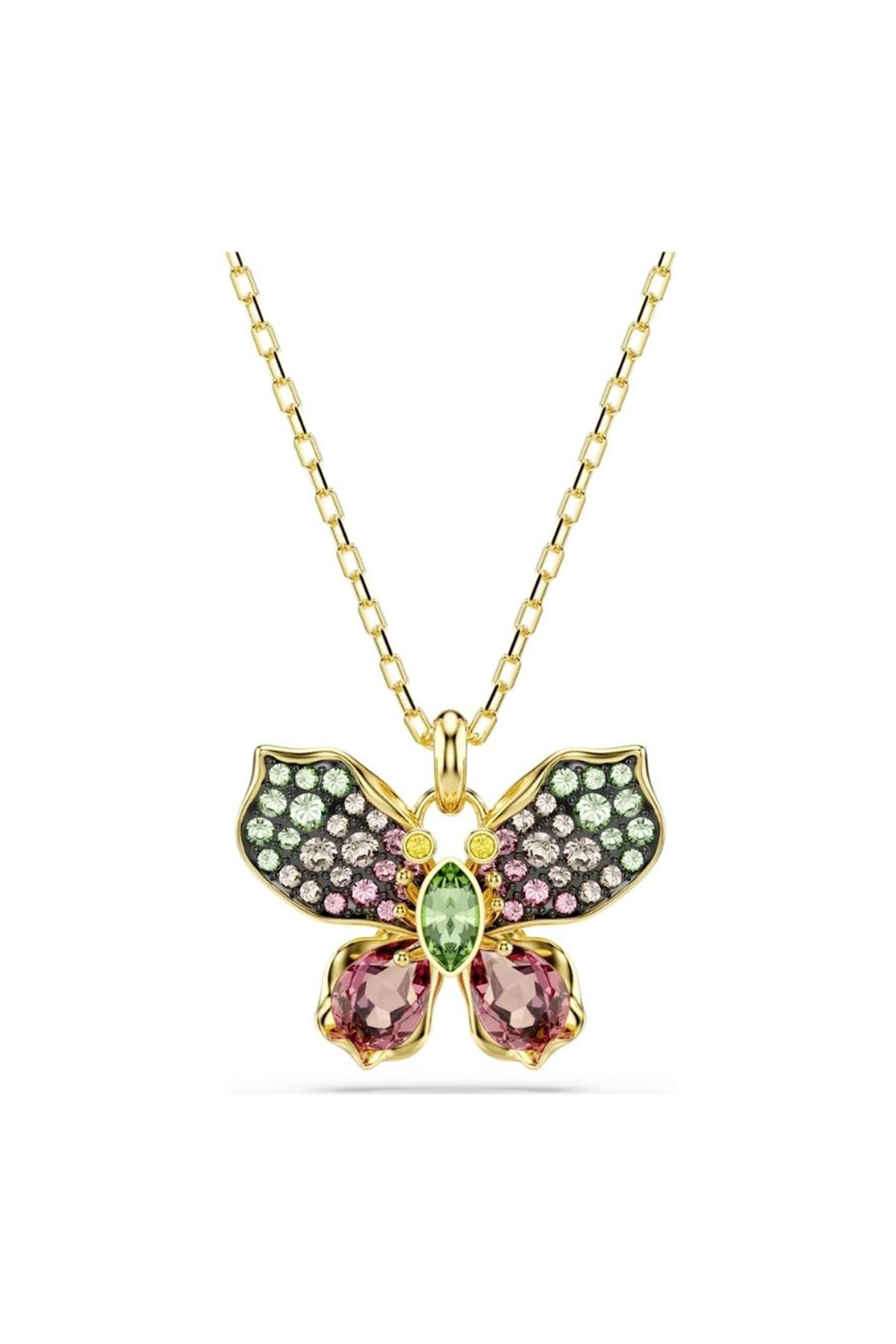 Gold Plated Multi-Colored Swarovski Pendant Necklace