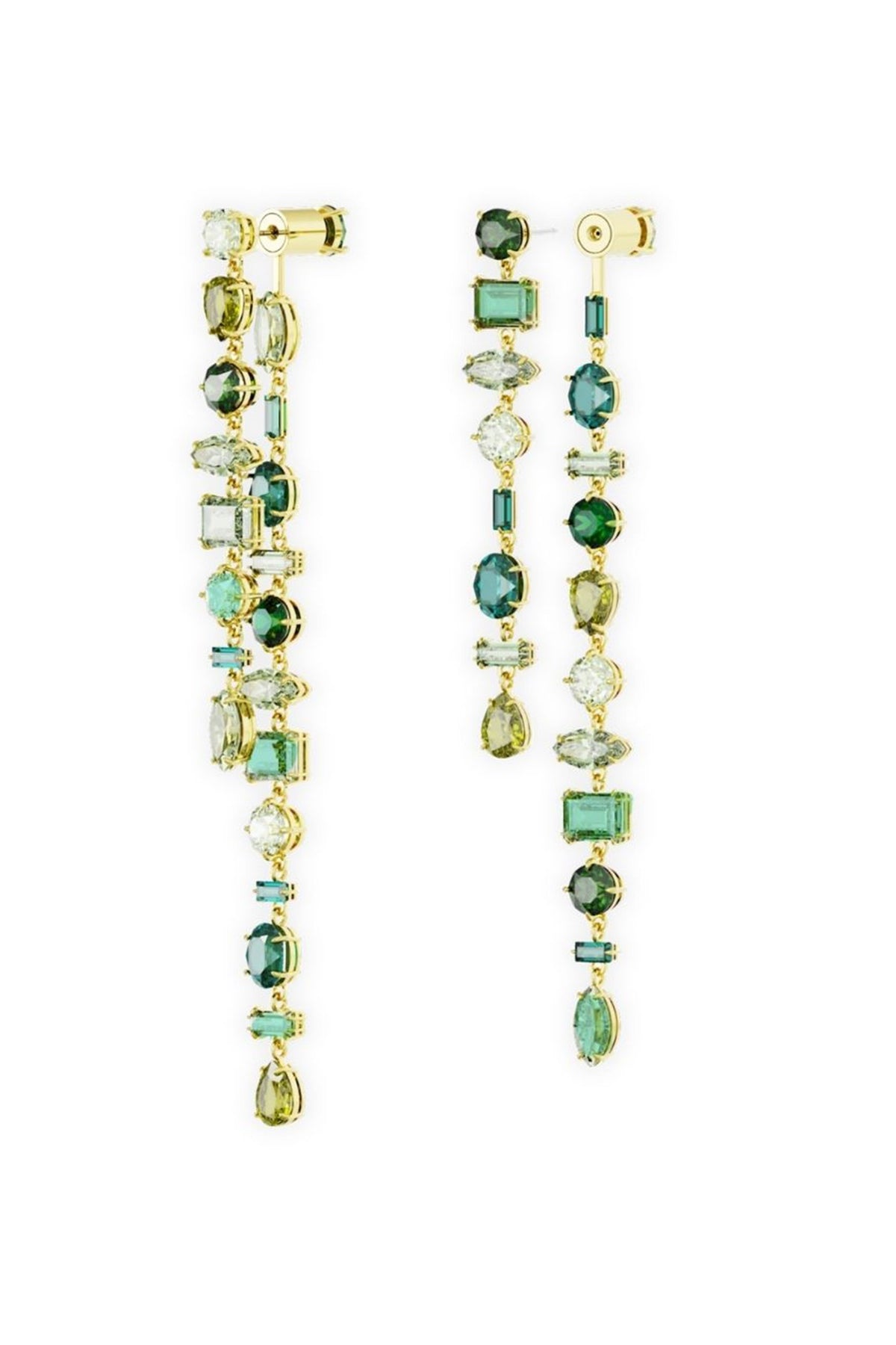 Gold Plated Green Swarovski Detachable Dangler Earrings