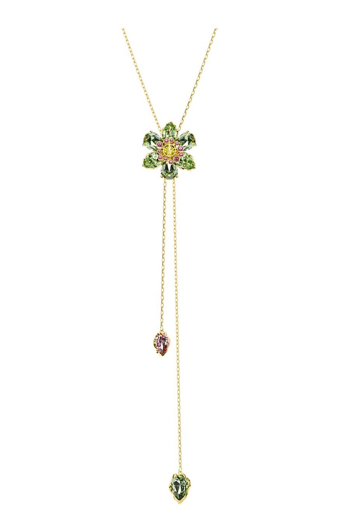 Gold Plated Green Swarovski Pendant Necklace
