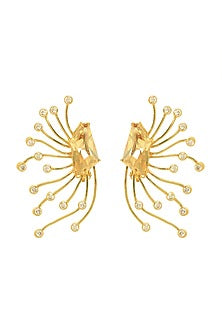 Gold Finish Dangler Earrings With Swarovski Crystal