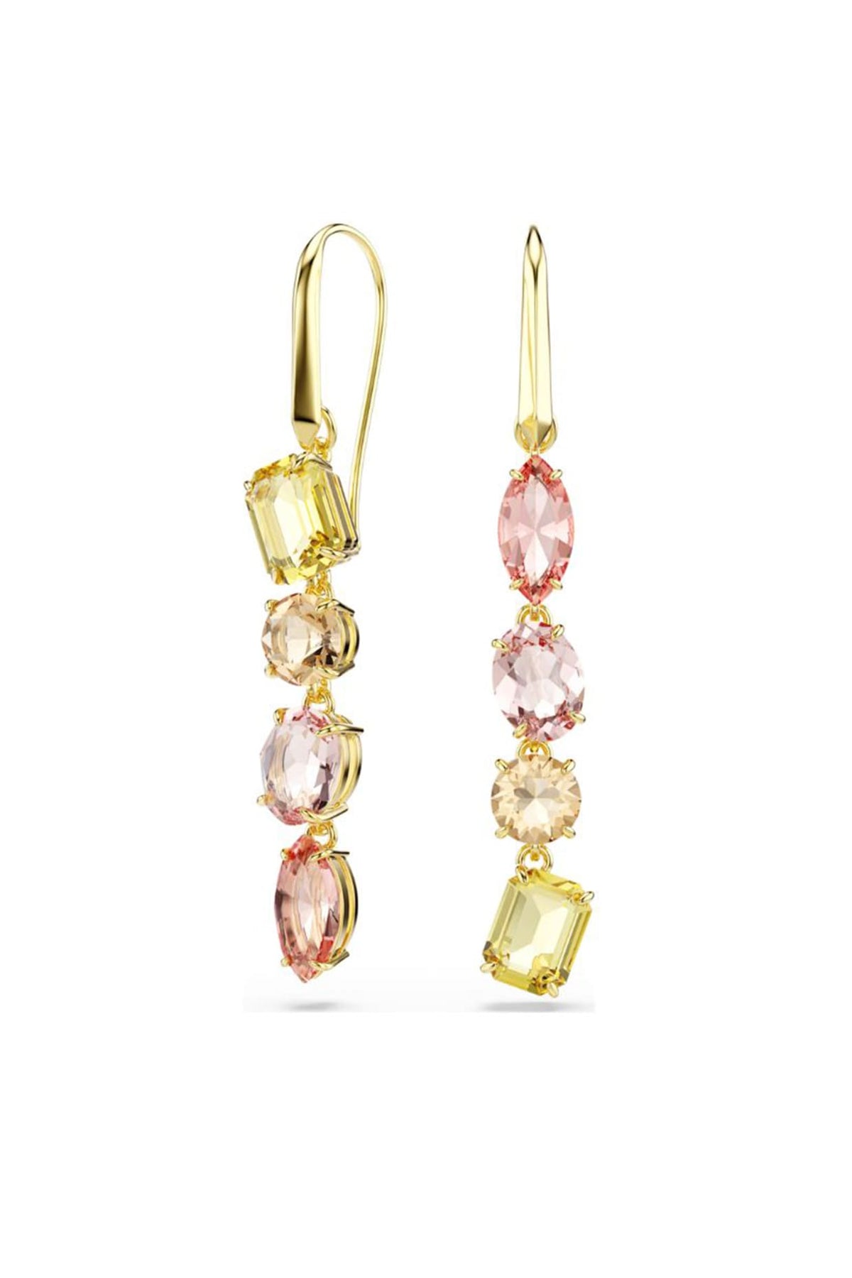 Gold Plated Multi-Colored Swarovski Crystal Dangler Earrings