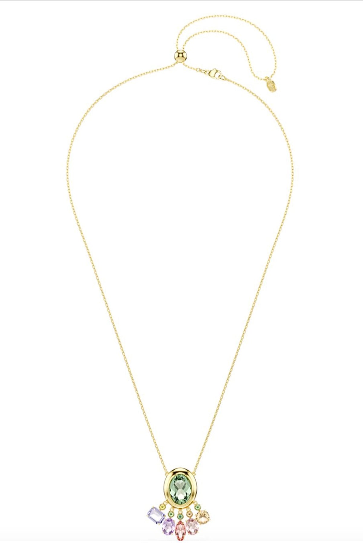 Gold Plated Multi-Colored Swarovski Crystal Pendant Necklace