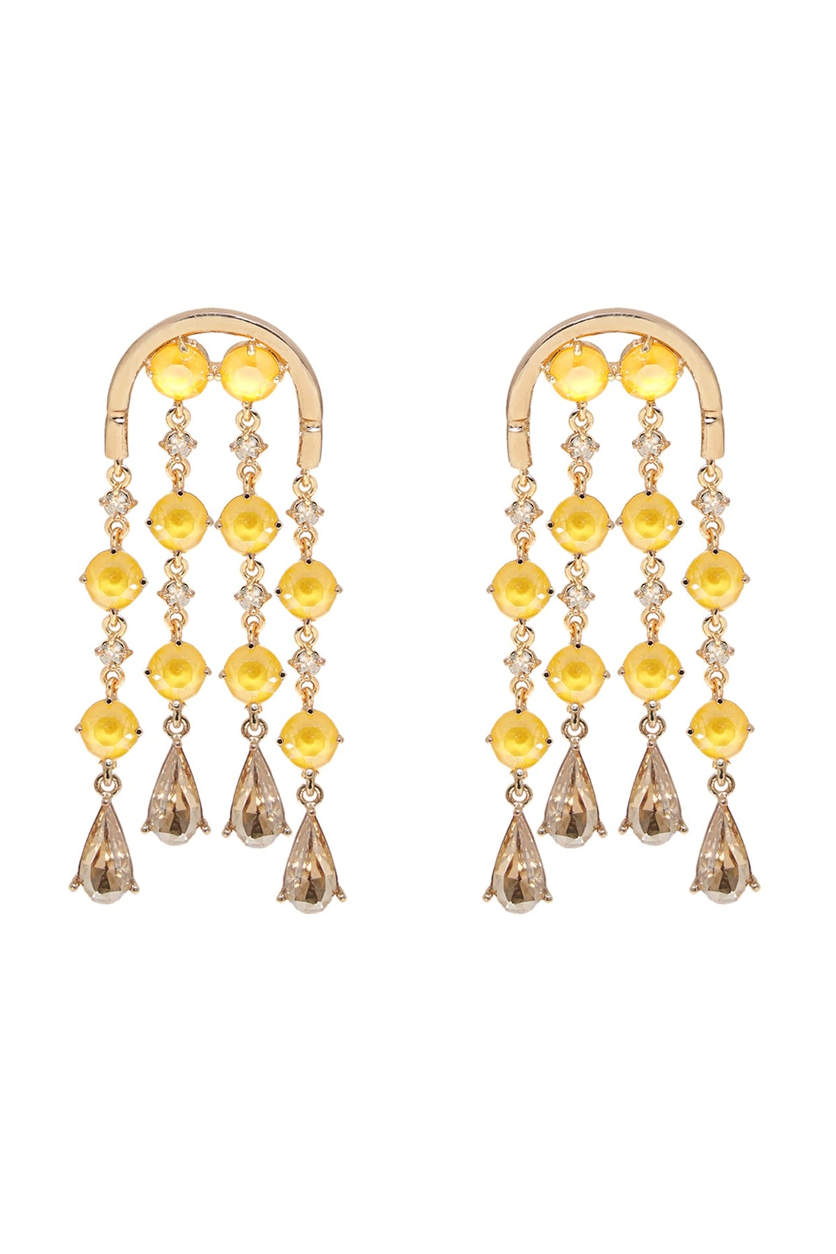 Gold Finish Swarovski Crystals Dangler Earrings