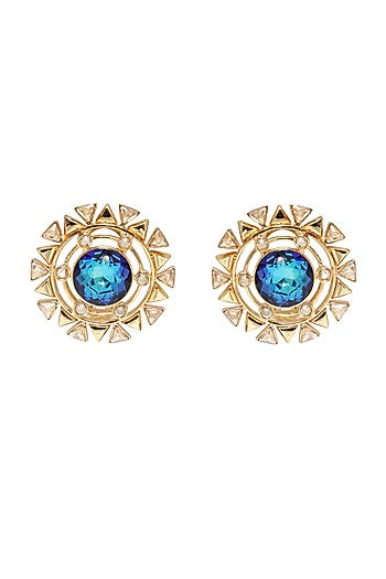 Gold Finish Swarovski Crystal Stud Earrings