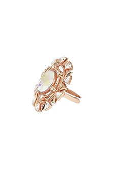 Rose Gold Finish Pink Swarovski Crystal Ring