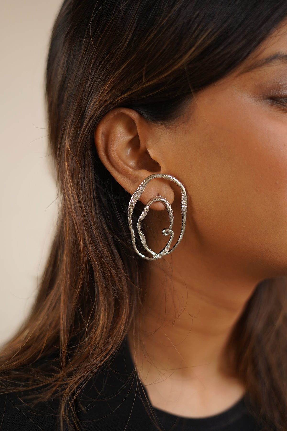 Gold Plated Swarovski Stone Hoop Earrings