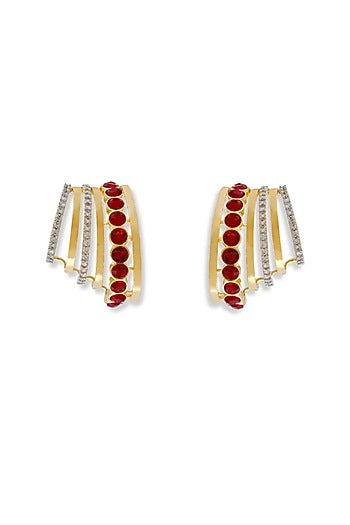 Gold Finish Gold Stone Stud Earrings