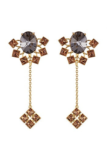 Gold Finish Detachable Dangler Earrings