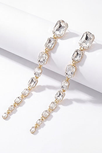 Gold Plated Austrian Crystal Shoulder Duster Earrings