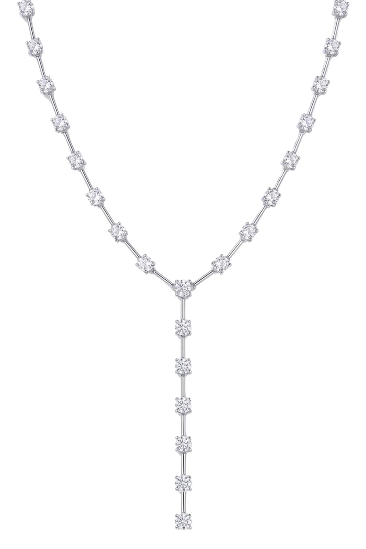 Silver Finish Austrian Crystal Lariat Necklace