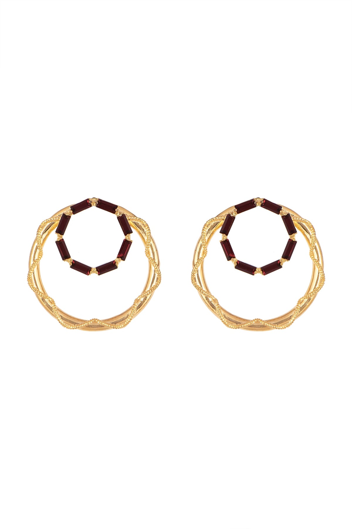 Gold Finish Swarovski Hoop Earrings