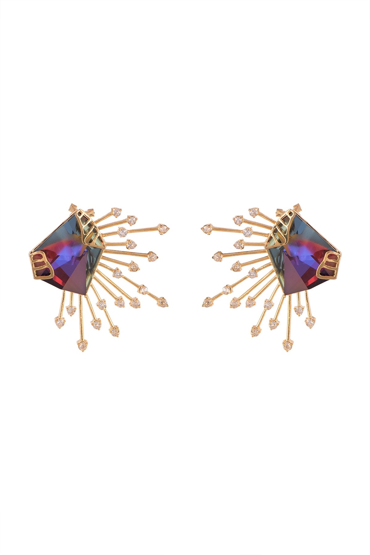 Gold Finish Swarovski Stud Earrings