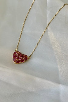 Gold Plated Pink Tourmaline Stone Necklace In Sterling Silver