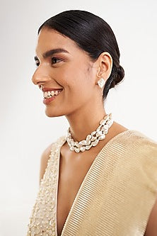 White Pearl Contemporary Choker Necklace