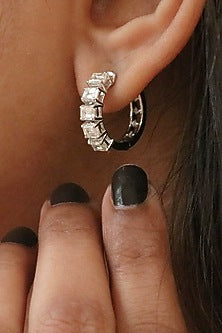 14kt White Gold Lab Grown IJ Diamond Hoop Earrings
