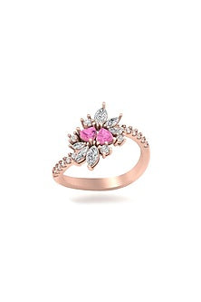 14Kt Rose Gold Ring With Mystic Lab Grown Diamonds