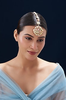 Moti & Dabka Hand Embroidered Maang Tikka