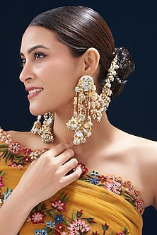 Moti & Dabka Hand Embroidered Dangler Earrings
