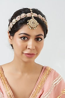 Hand Embroidered Brass Maang Tikka