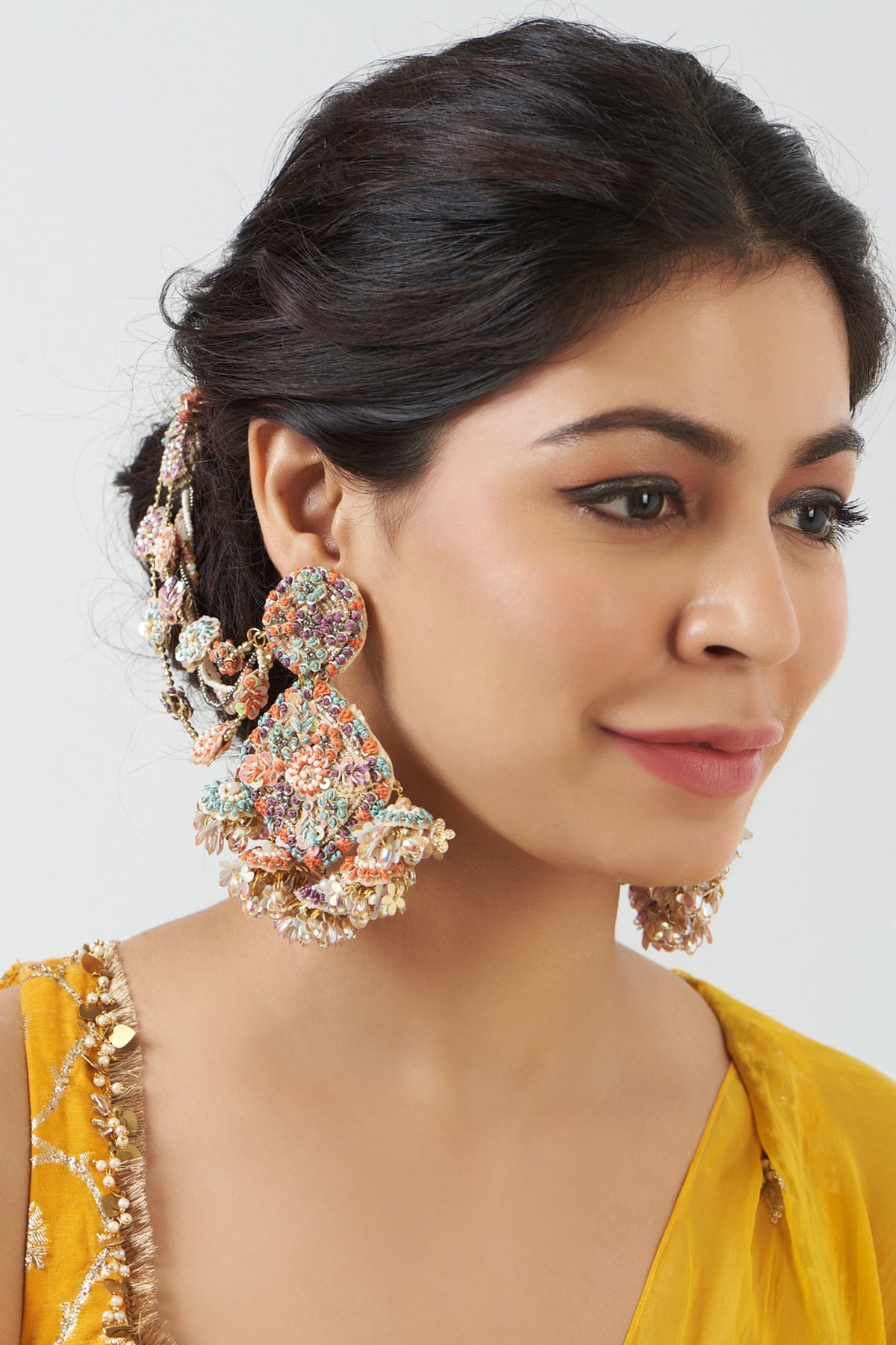 Dangler Earrings With Hand Embroidery