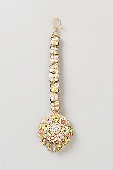 Gold Finish Hand Embroidered Maang Tikka
