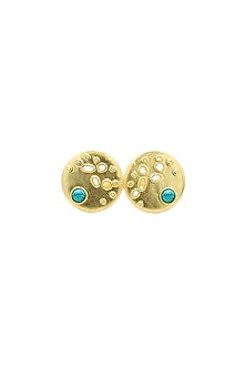 Gold Finish Turquoise Stone Crater Mini Ring