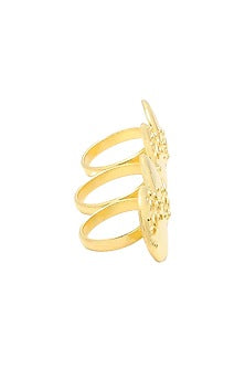 Gold Finish Three Finger Crater Ring
