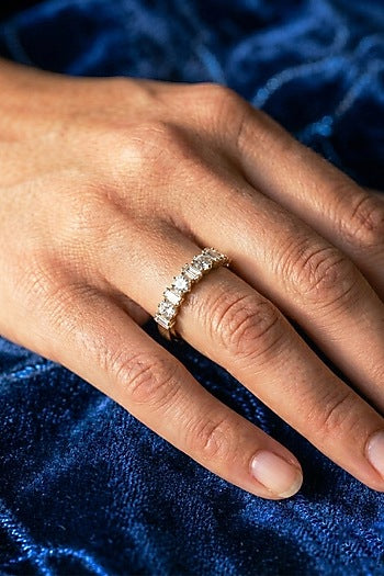14kt Gold Finish Diamond & Sapphire Stone Ring