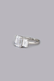 White Finish Ring In Sterling Silver
