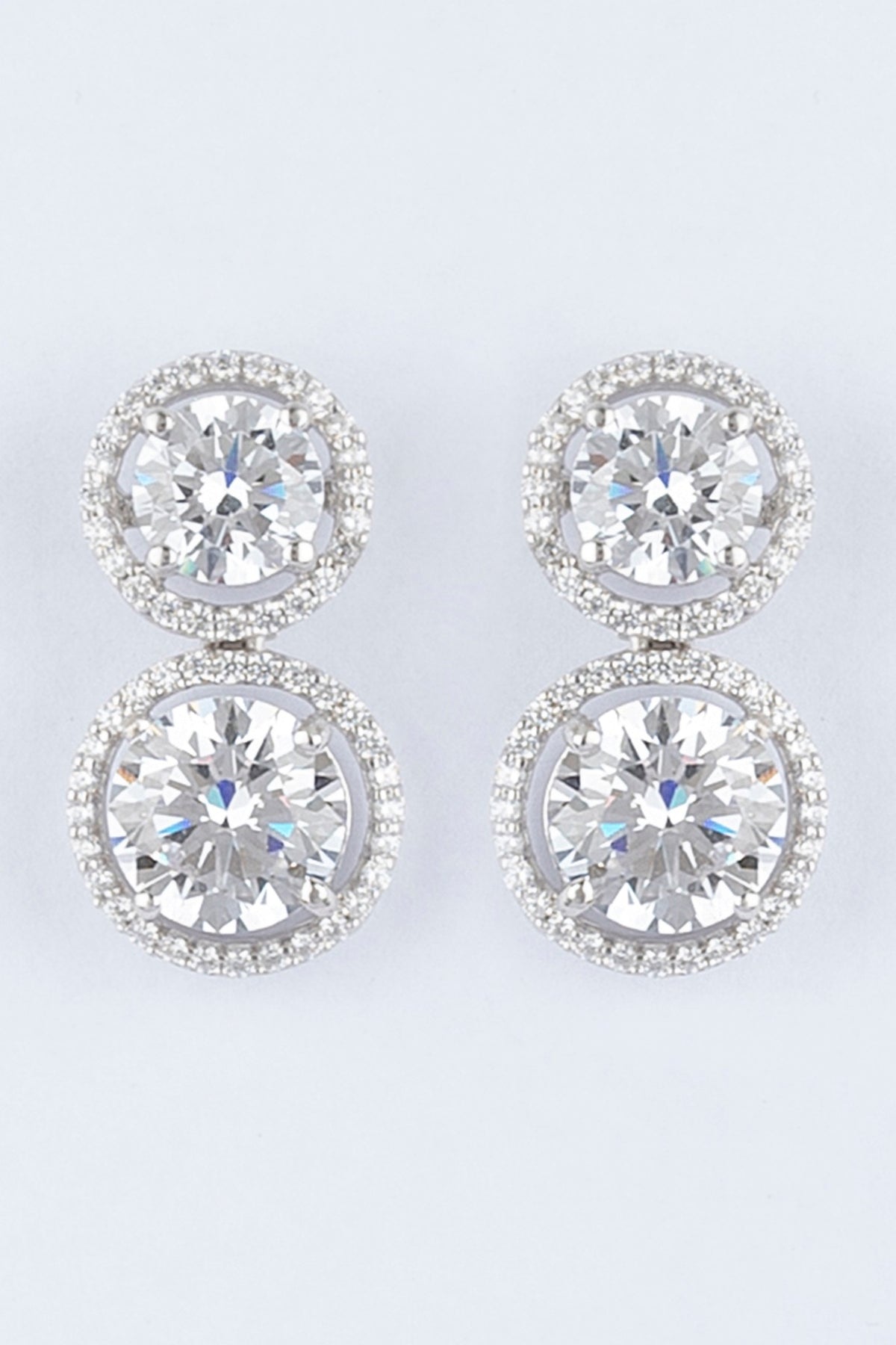 White Finish Zircons Earrings In Sterling Silver