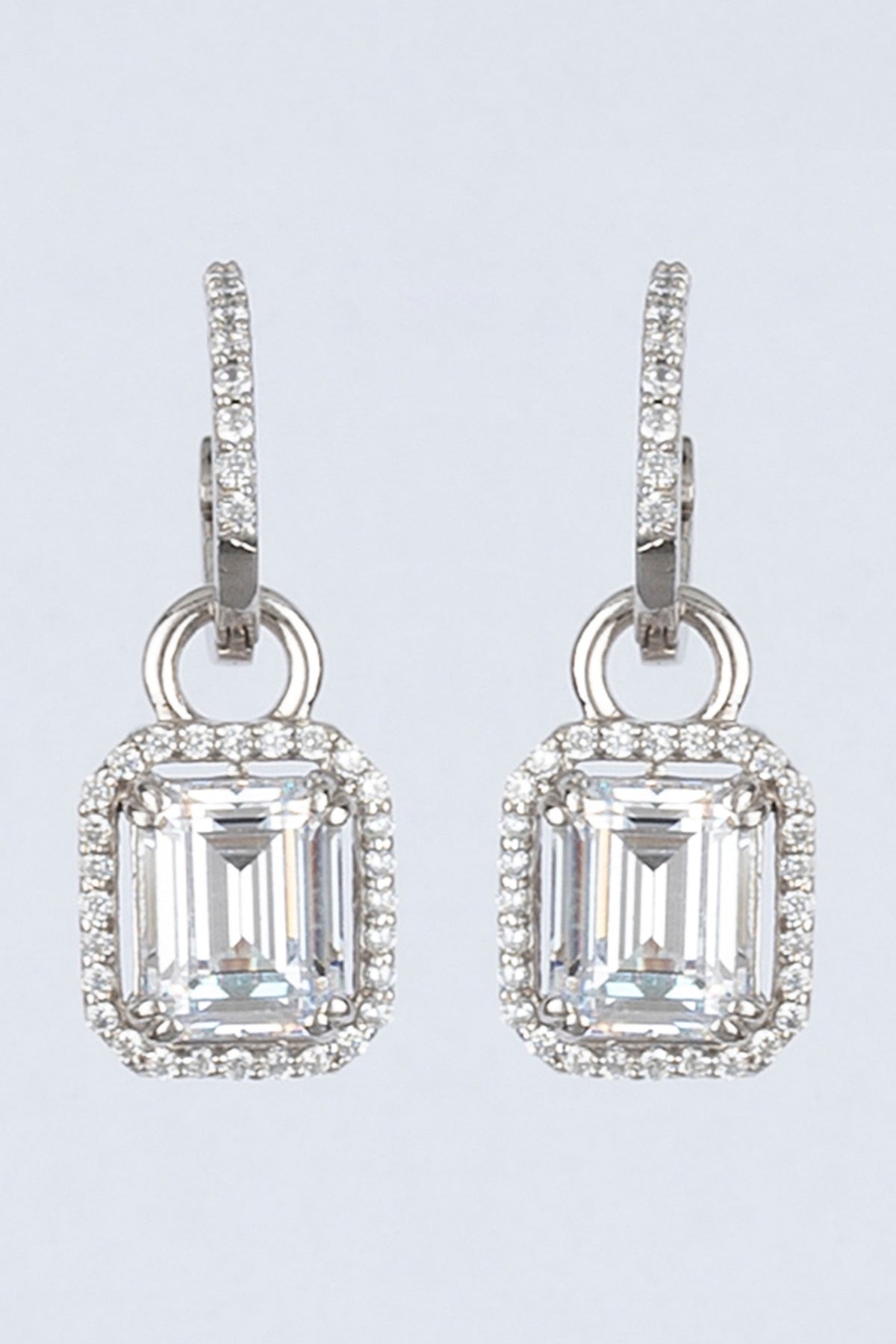 White Finish Zircon Earrings In Sterling Silver