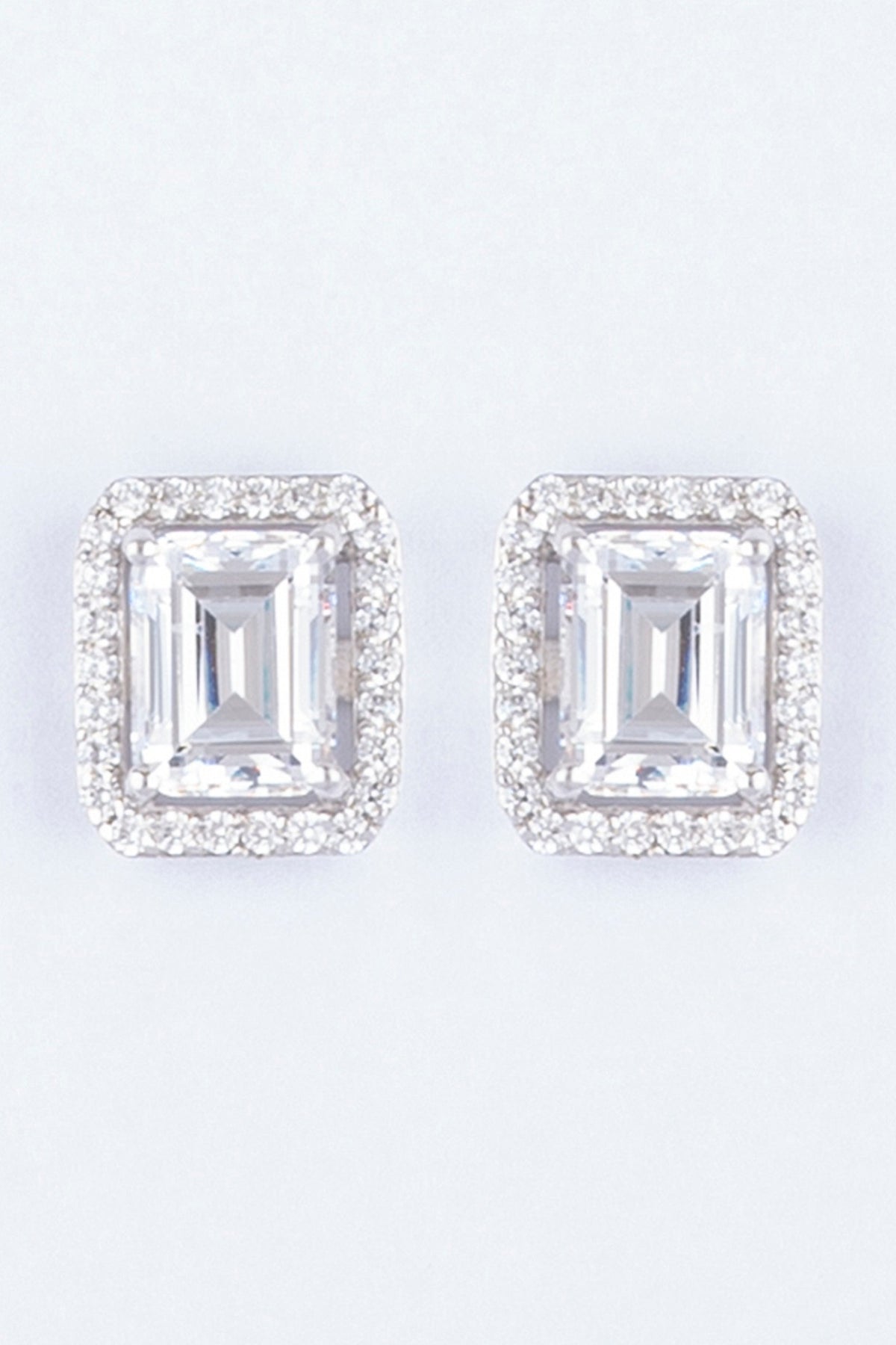 White Finish Sterling Silver Stud Earrings