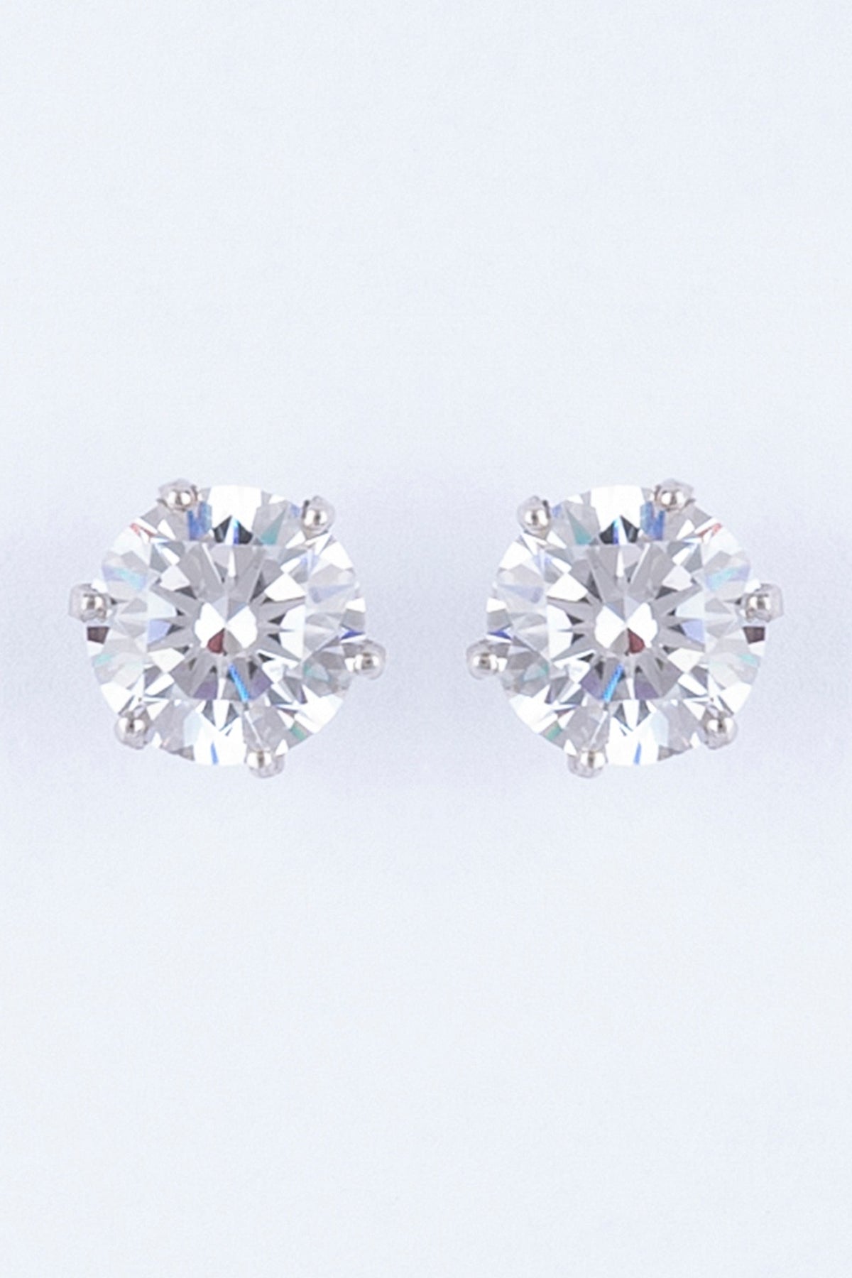 White Finish Sterling Silver Stud Earrings With Zircon