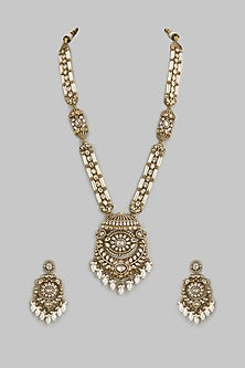 Two-Tone Finish Kundan Polki Long Necklace Set