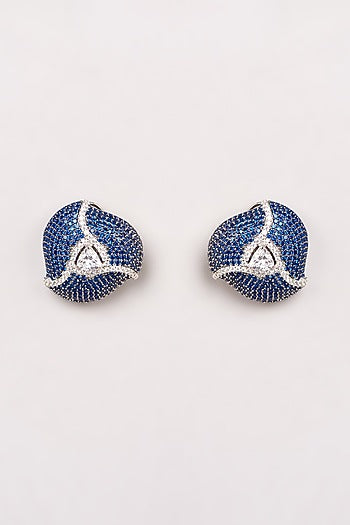 White Finish Zircon Stud Earrings