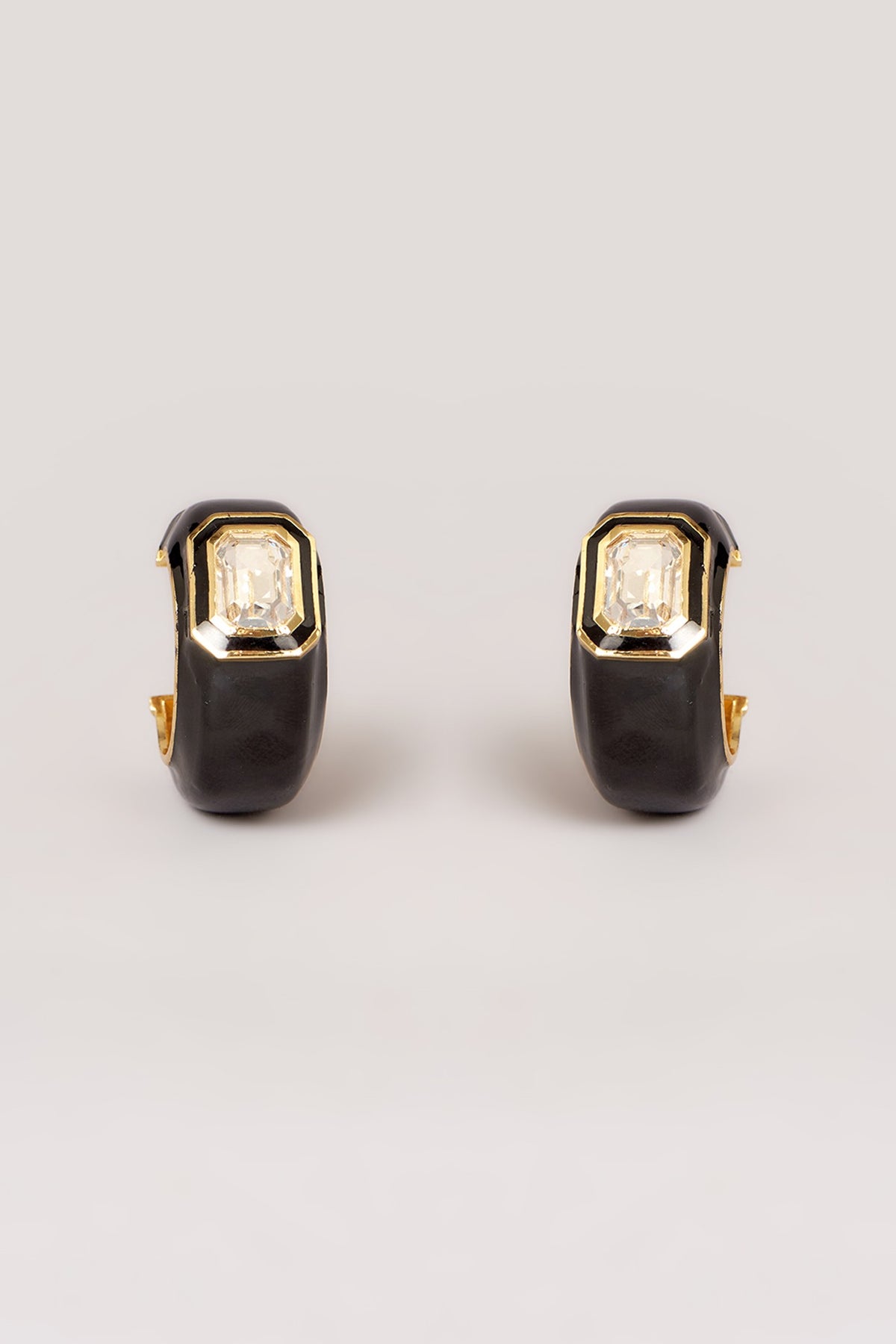 Gold Finish Swarovski Enamelled Hoop Earrings