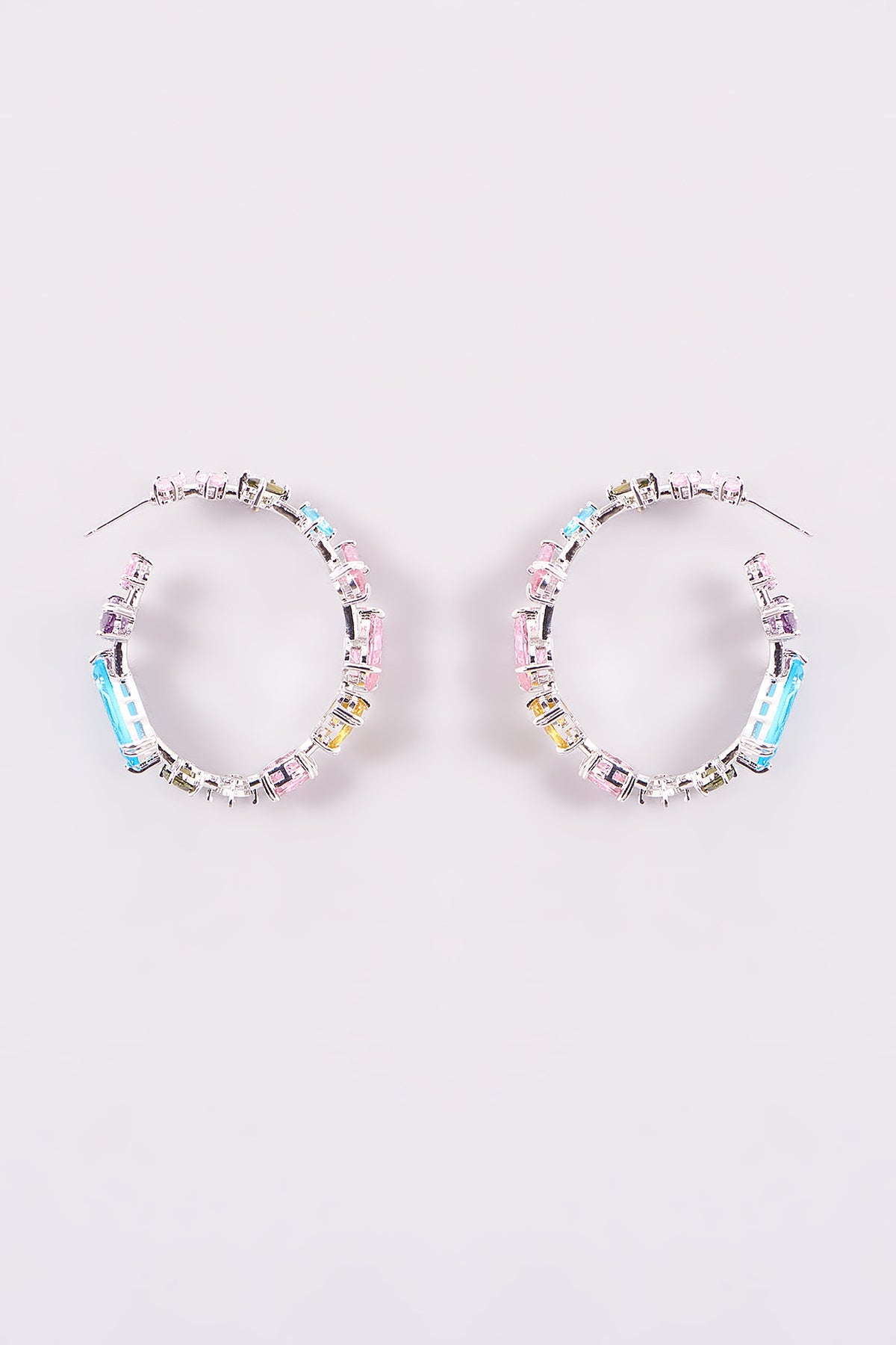 White Finish Swarovski Hoop Earrings